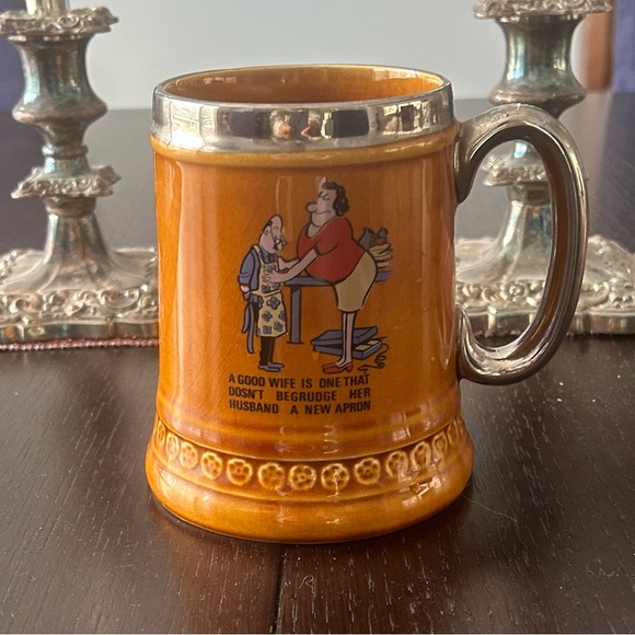 Lord & Taylor Pottery Vintage Ceramic 24oz Beer Stein with Silver Handle - Picture 3 of 8